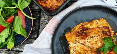 Tomaten lasagne met ricotta en spinazie