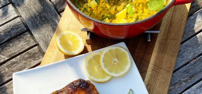 Raapstelen stamppot met (zoete) aardappel, pastinaak en slow roasted Porkbelly