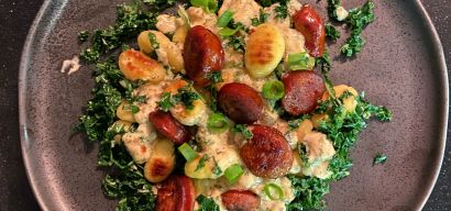 Gnocchi met boerenkool, chorizo en Boursin-roomsaus