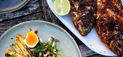 Thaise dorade met gegrilde asperges salade