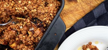 Speculoos Applecrumble met huisgemaakte vanille saus