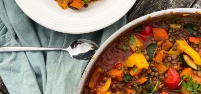 Linzenschotel met zoete aardappel
